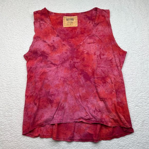Nation LTD Tops - Nation LTD | Pink Tie Dyed 100% Cotton Tank Size One Size